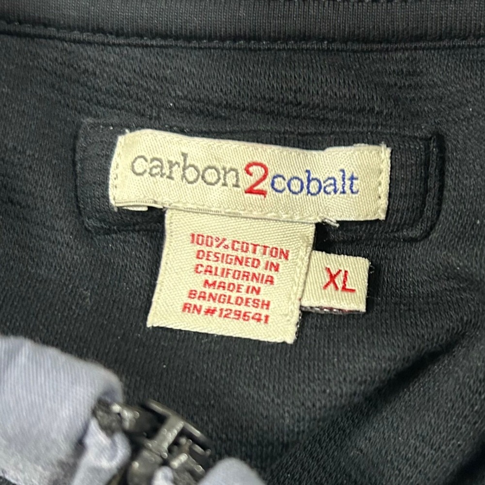 Carbon2Cobalt Sweatshirt Mens XL Black 1/4 Ribbed Cotton Mock Neck Pullover - Picture 4 of 8